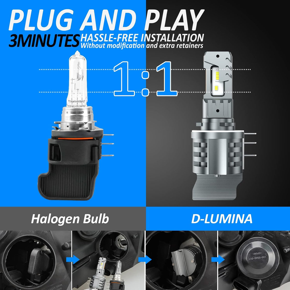 D-Lumina ZWPL2304DD02 LED Headlight Bulbs 12000LM 6500K 50W 2-Pack