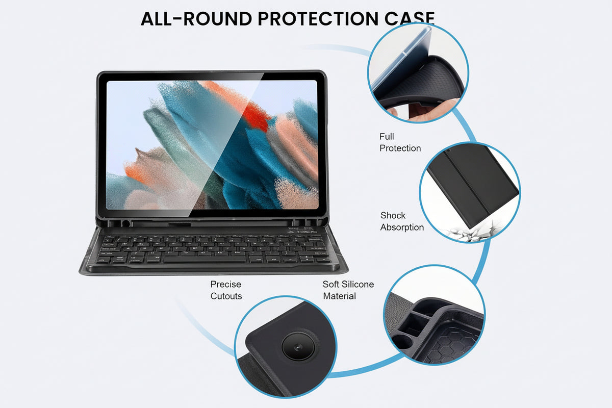 JUQITECH Backlit Keyboard Case for Samsung Galaxy Tab A8 10.5" (German Version)