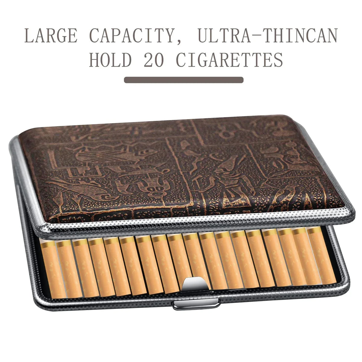 Golden Leatherette Cigarette Case Elegant Portable Metal Holder for 20 King Size Cigarettes - Gomix Brands Outlet