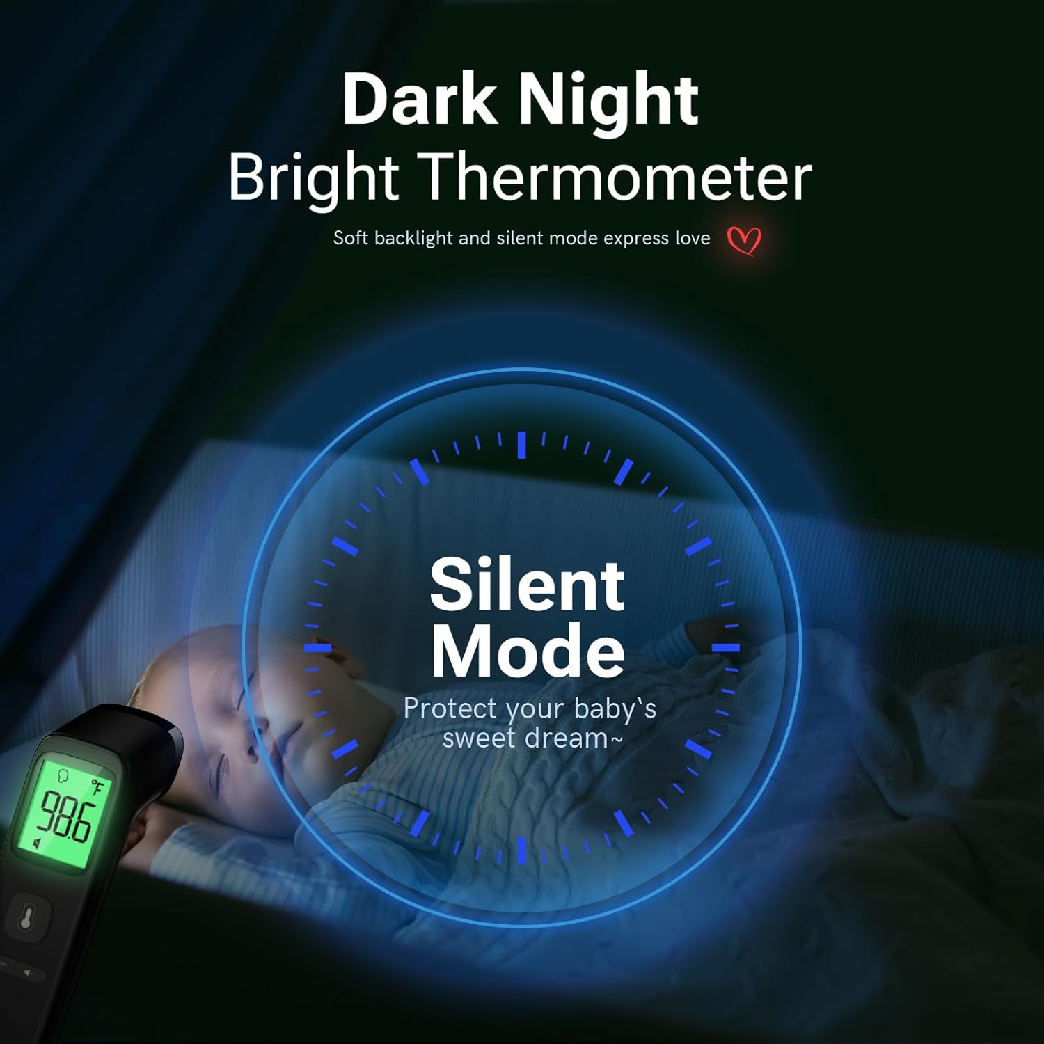 Viproud No‑Touch Forehead Thermometer – Fast 1‑Second Read, Black