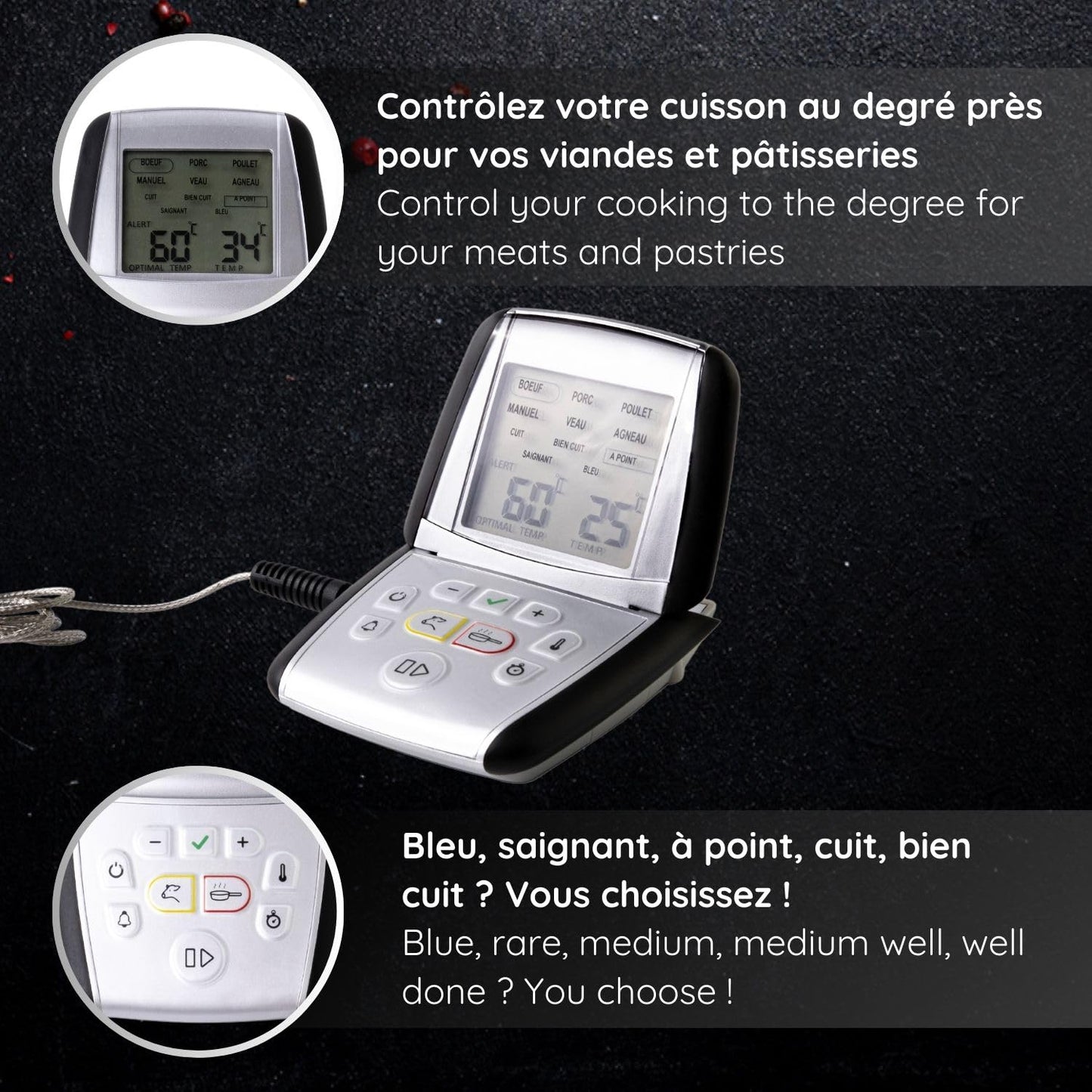 MASTRAD Thermo-Sonde M classic+ Precise Oven & Induction Cooking Thermometer