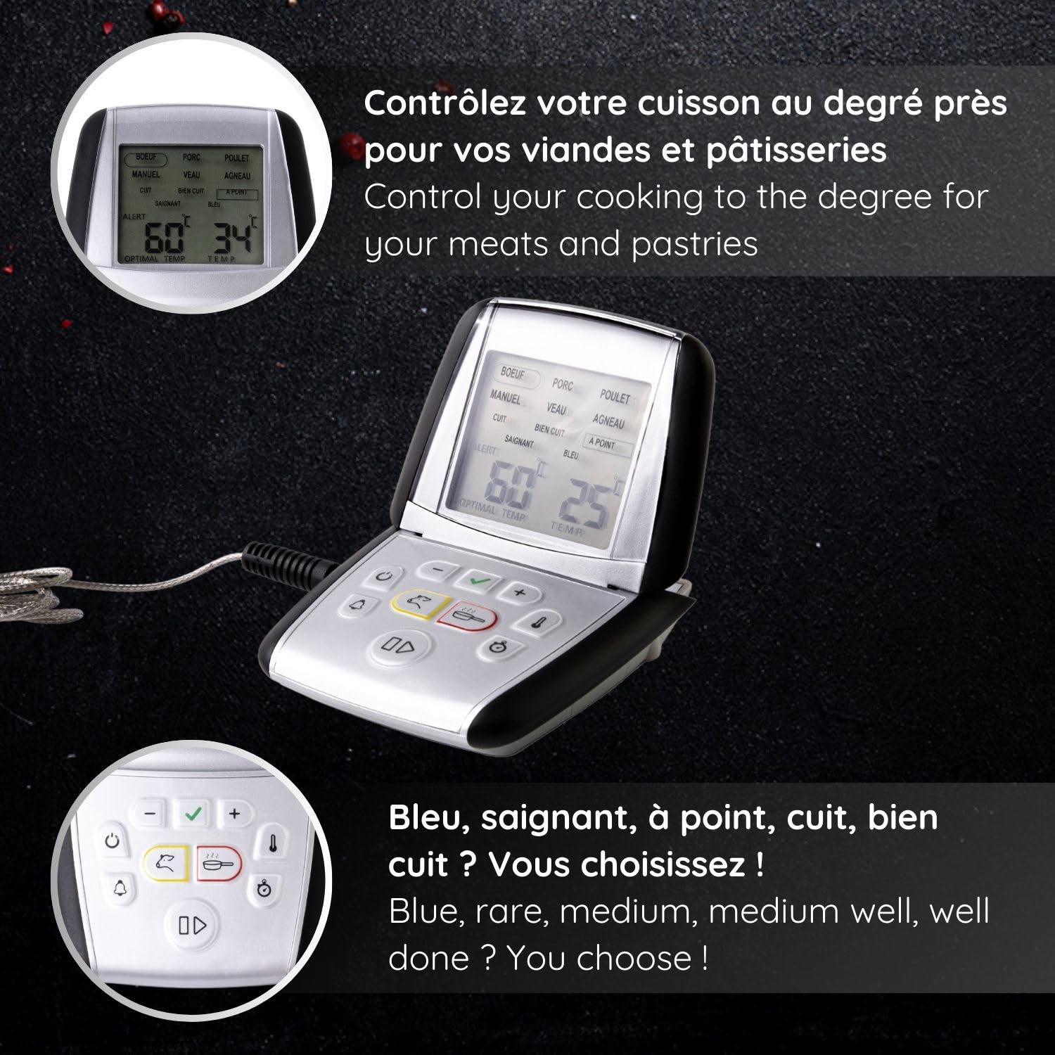 MASTRAD Thermo-Sonde M classic+ Precise Oven & Induction Cooking Thermometer