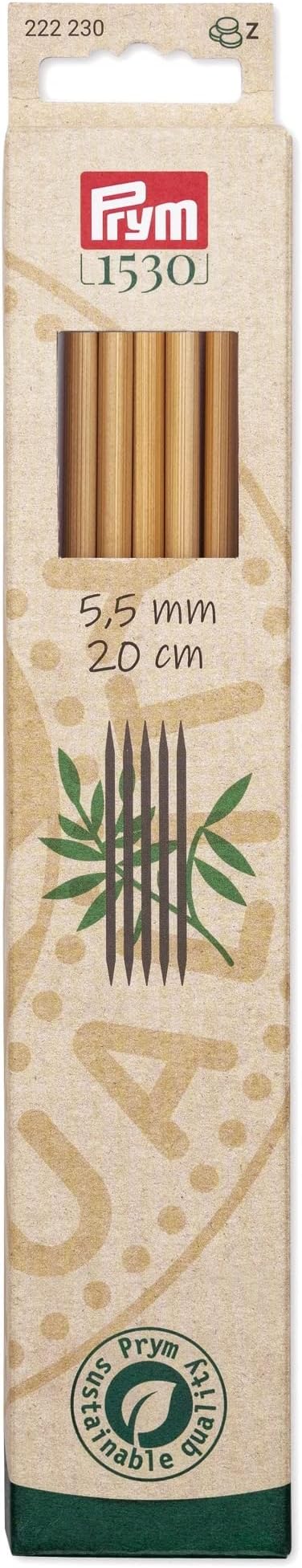 Prym 8-Inch Double Point Bamboo Knitting Needles, 5.5mm