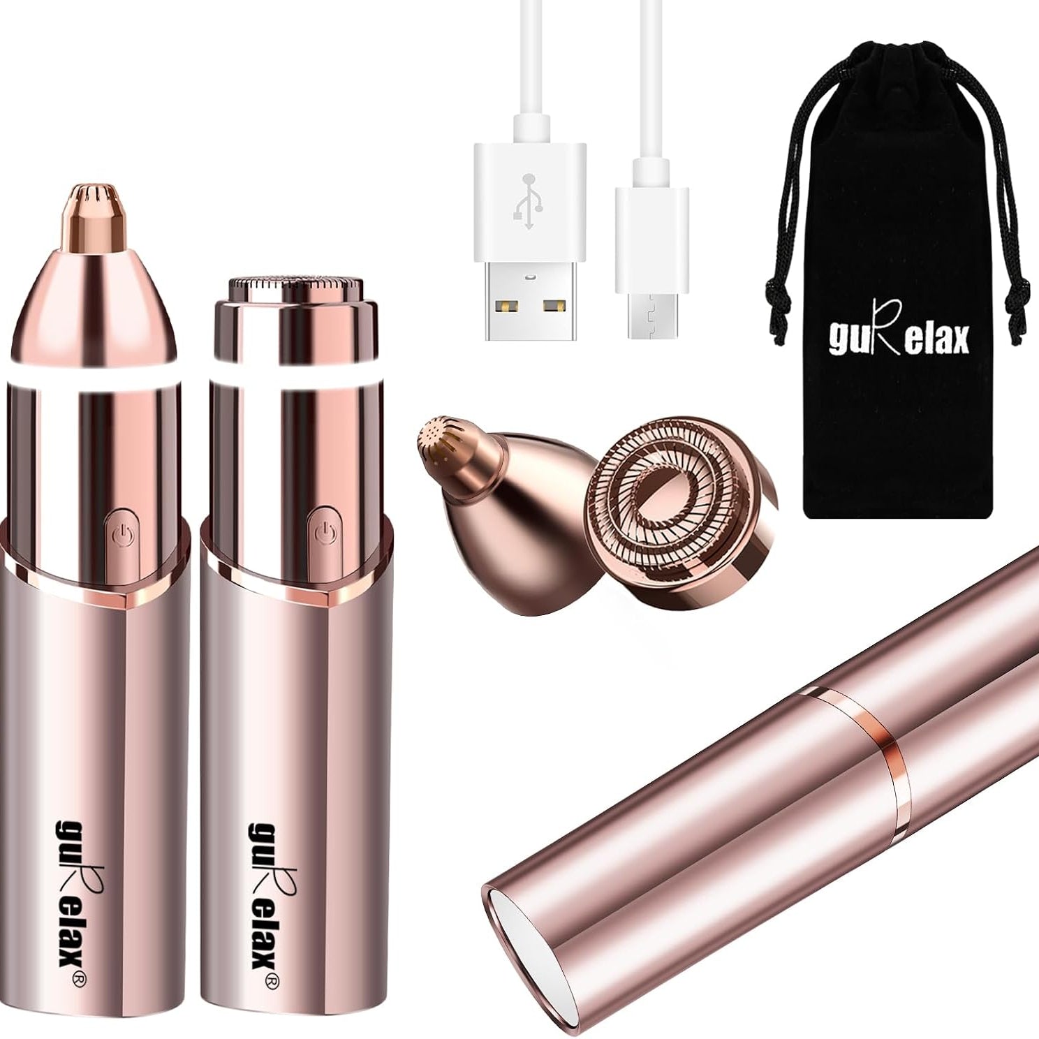 Gurelax 2-in-1 Electric Facial Hair Remover and Eyebrow Trimmer