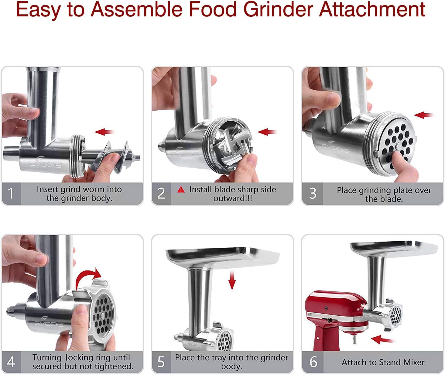 GVODE Heavy-Duty Meat Grinder Attachment for KitchenAid Mixer