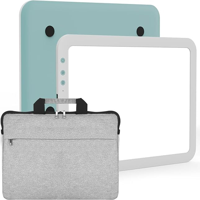 A4 rechargeable LED light pad with super bright adjustable lighting, 3500mAh battery, and carry bag — ideal for Cricut weeding, tracing, sketching, and diamond painting.