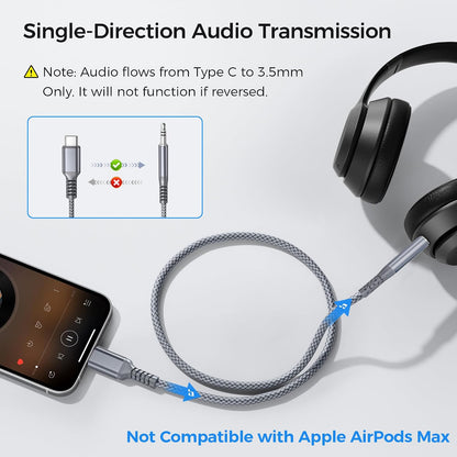 Elebase USB C to 3.5mm Aux Cable 1.2m