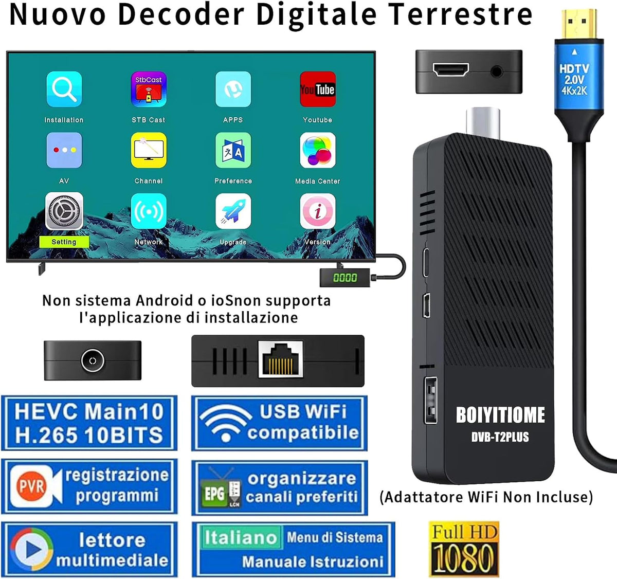 BOIYITIOME DVB-T2 Digital Terrestrial TV Decoder HD 1080P