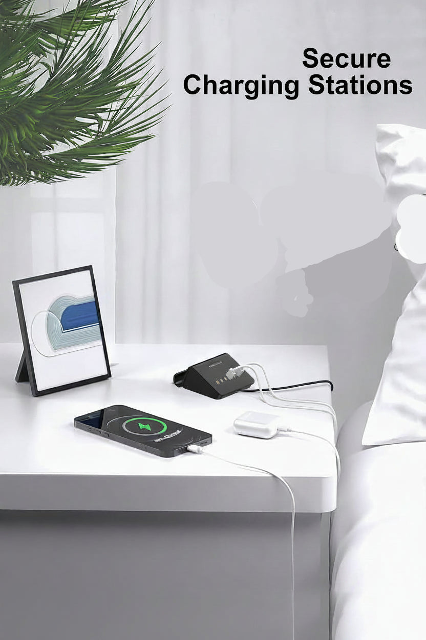 WUKUR 6-Port USB Charging Station 25W PD Fast Charge Multi-Device Adapter Black