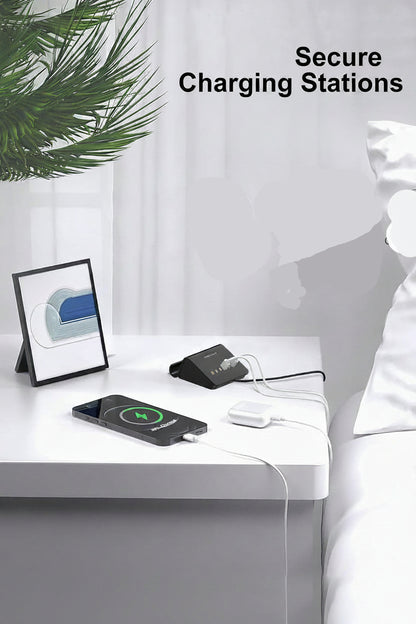 WUKUR 6-Port USB Charging Station 25W PD Fast Charge Multi-Device Adapter Black