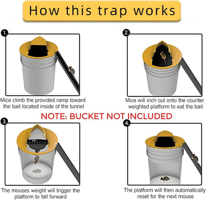 Foldable Mouse Trap with Automatic Reset Bucket Lid – 30 Catch