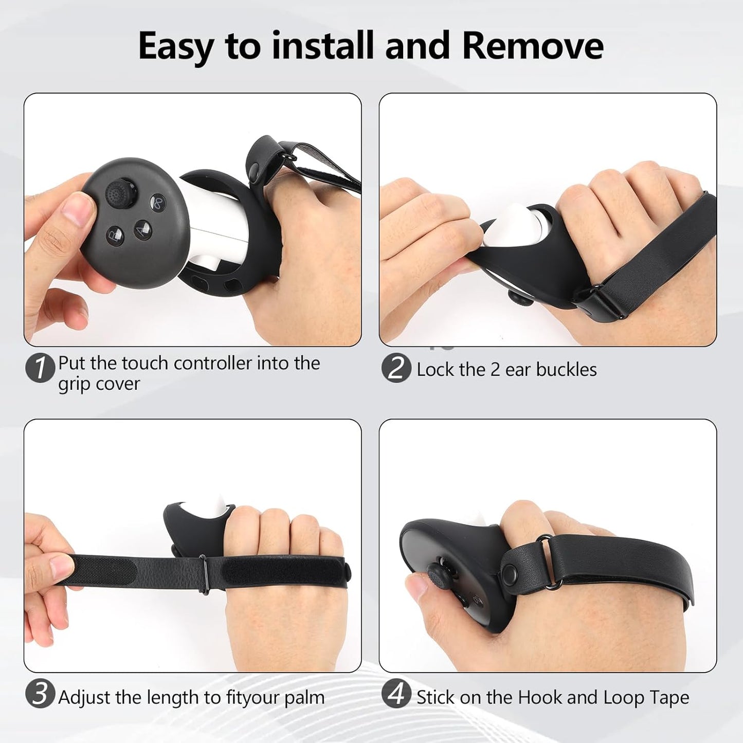Premium Anti-Slip Quest 3/3S Controller Grips with Adjustable Straps