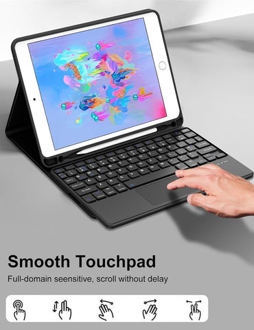 FOGARI Keyboard Case for iPad 9.7-Inch 2018/2017 Magnetic Detachable Bluetooth UK Layout Black