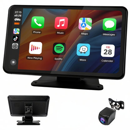 Haudio 7 Inch Wireless Portable Carplay Screen with 1080P Backup Camera Bluetooth