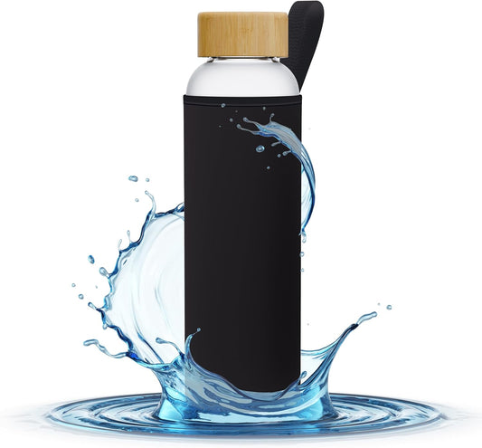 Aquafloow 700ml Borosilicate Glass Water Bottle with Neoprene Sleeve