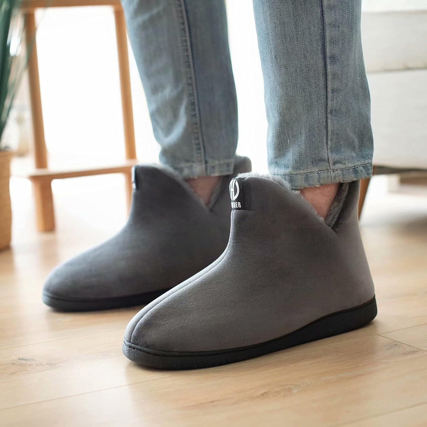 GURGER Warm Fur‑Lined Slipper Boots with Hard Sole