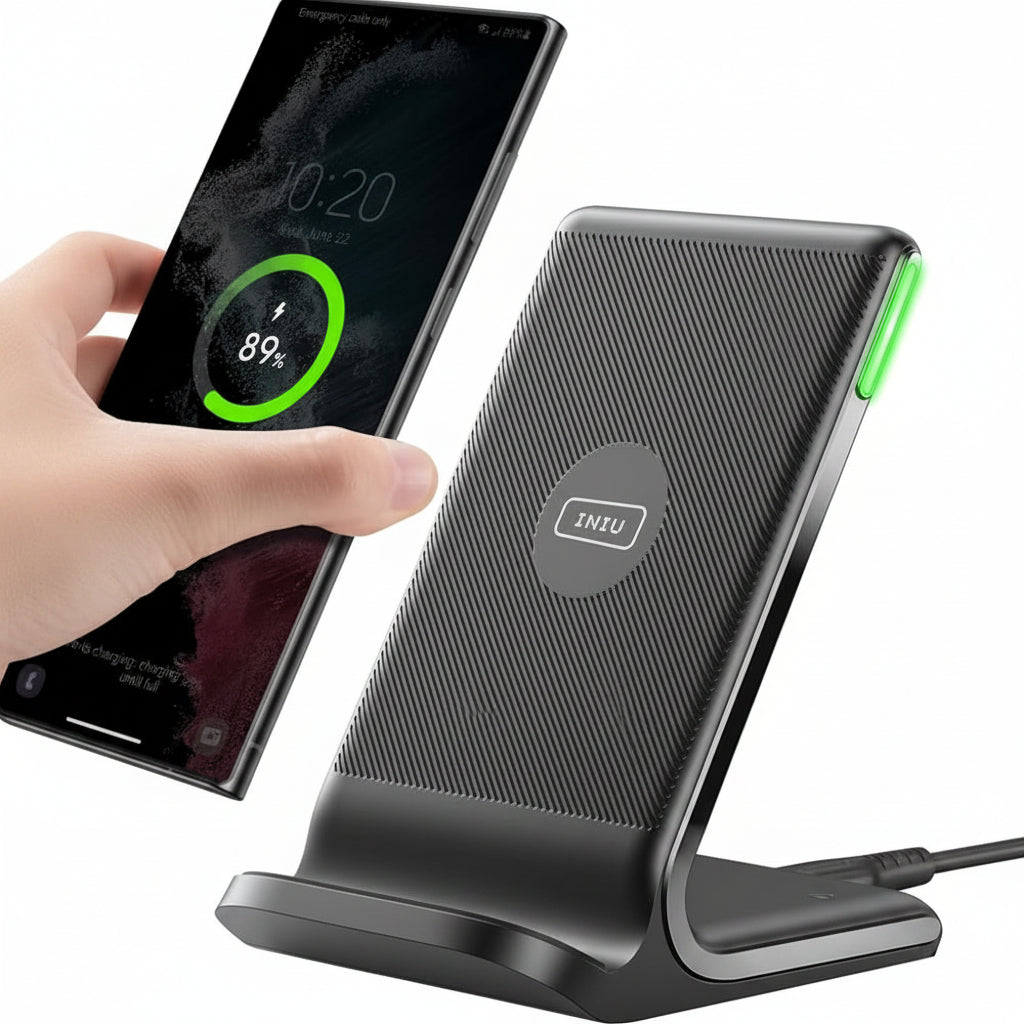 INIU 15W Fast Wireless Charging Stand Station with LED