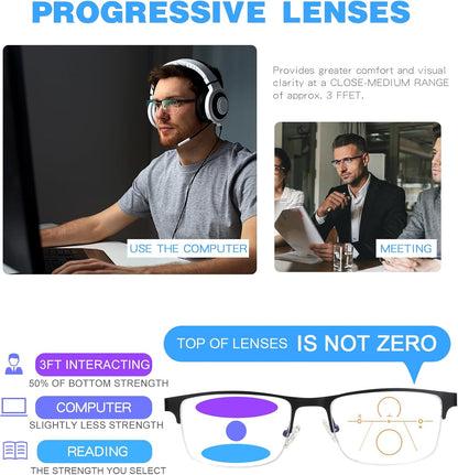 Missfive Multifocus Progressive Reading Glasses with Blue Light Blocking