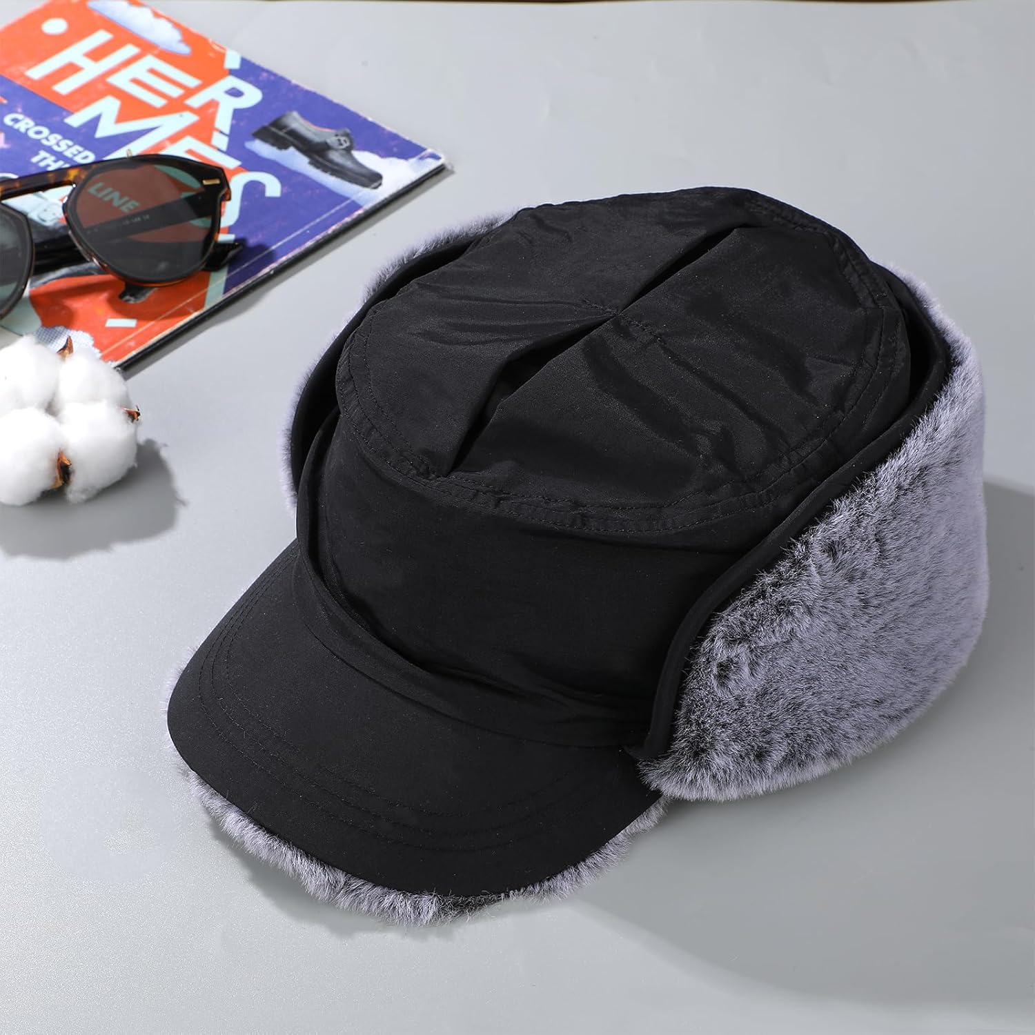 Suhine Warm Winter Trapper Hat with Faux Fur Lined Earflaps