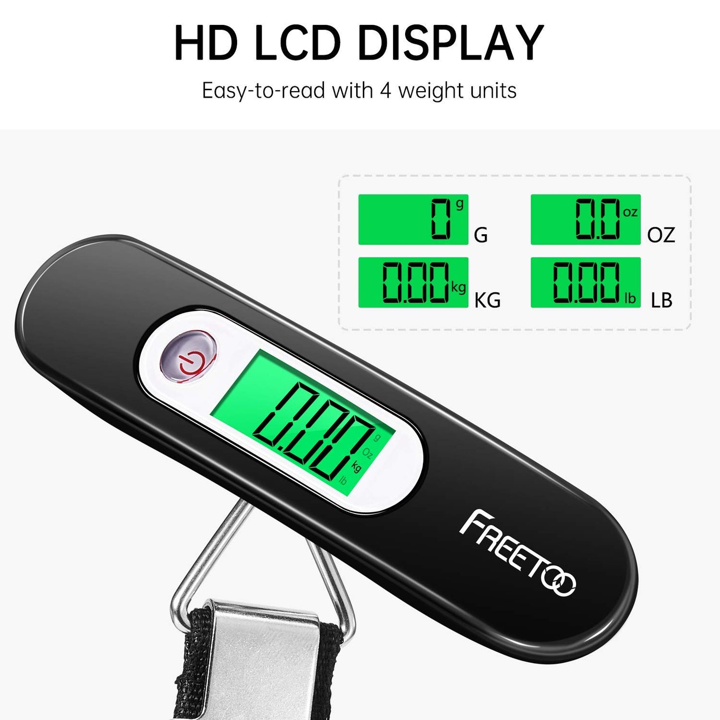 FREETOO Portable Digital Luggage Scale 50 kg Capacity Black