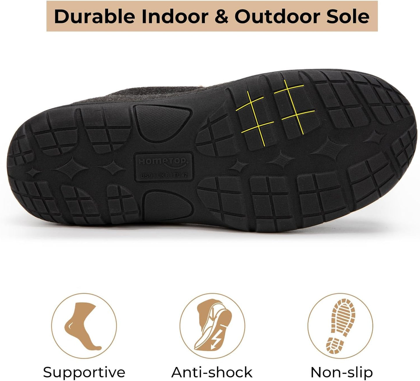 HomeTop Men's Memory Foam Moccasin Slippers Indoor and Outdoor Warm Fuzzy Fleece House Shoes