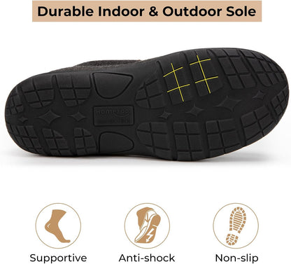 HomeTop Men's Memory Foam Moccasin Slippers – Warm Fuzzy Indoor/Outdoor Footwear