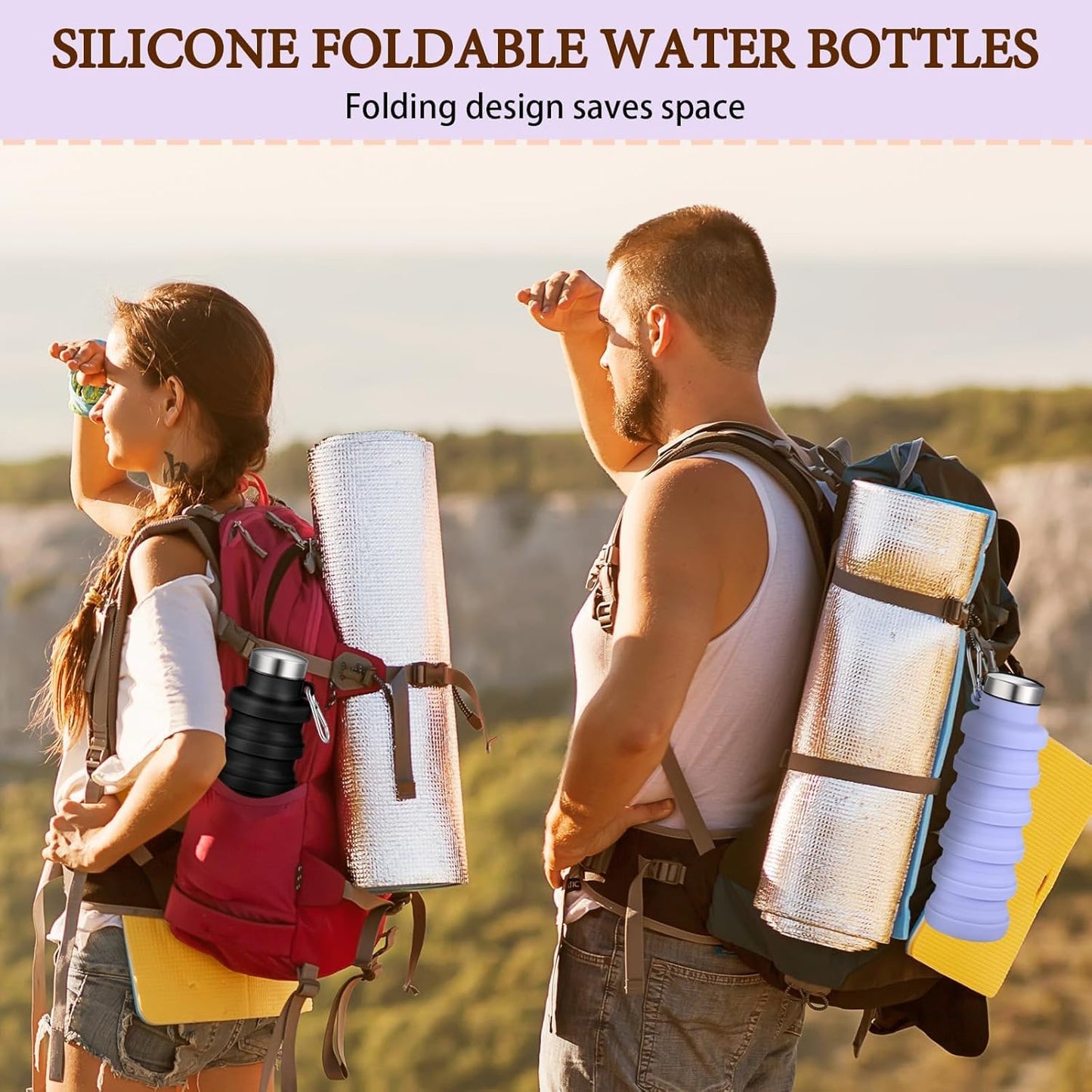 YelaJoy 17oz Collapsible Silicone Water Bottle with Leakproof Buckle