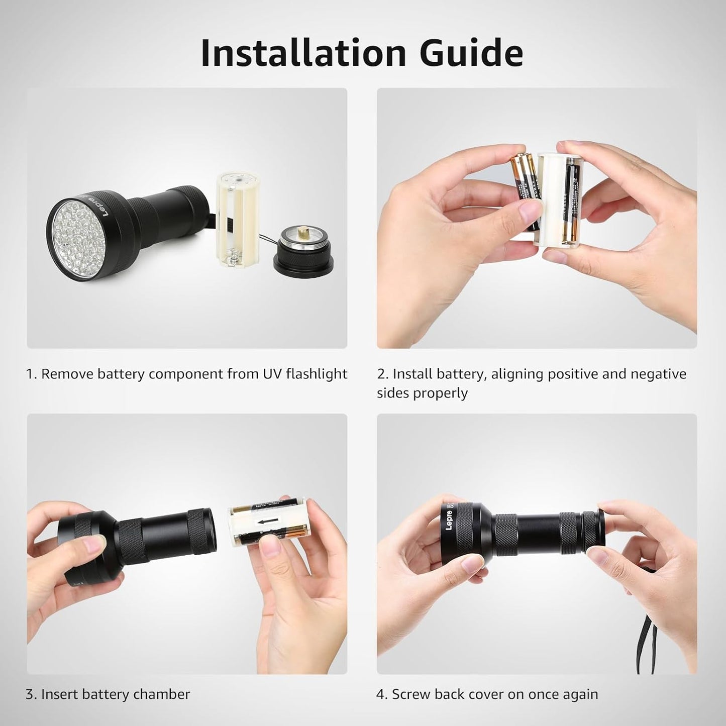 Lepro 51-LED UV Flashlight – Portable Blacklight for Pet Urine Detection