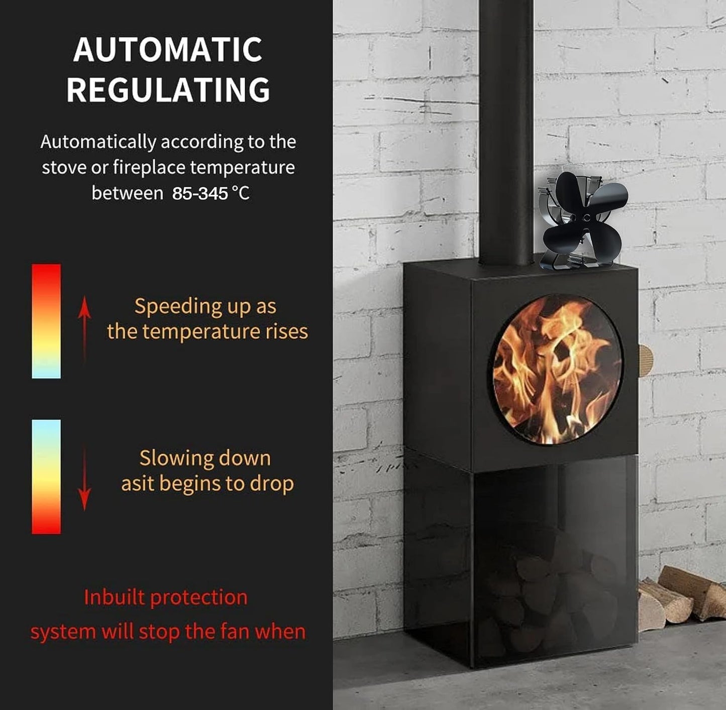 HAWCAFU Heat Powered Stove Fan for Wood Pellet Stove Fireplace