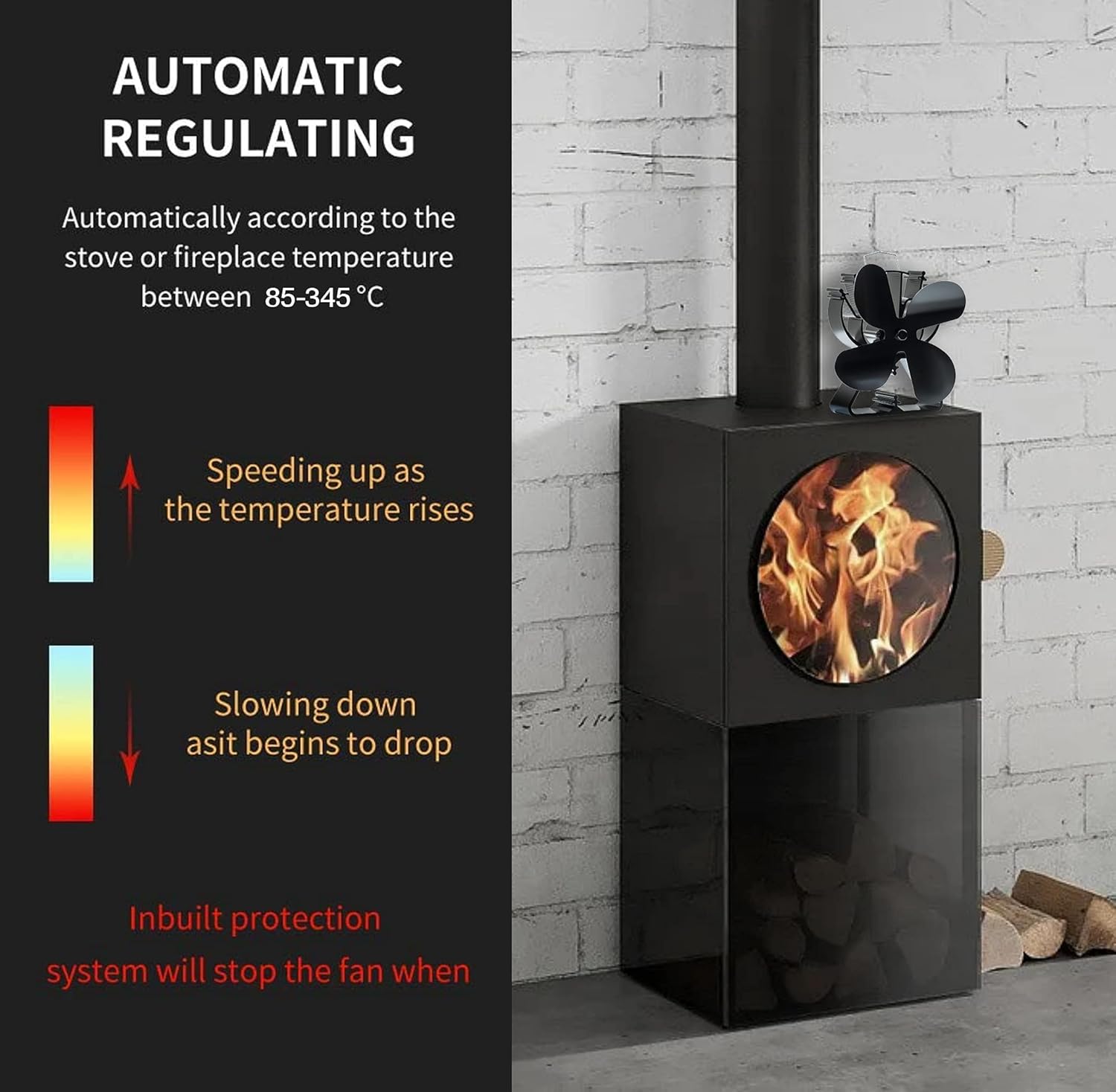 HAWCAFU Heat Powered Stove Fan for Wood Pellet Stove Fireplace