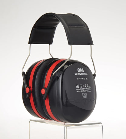 3M Peltor Optime III Adjustable Ear Defenders with Red/Black Cushioning