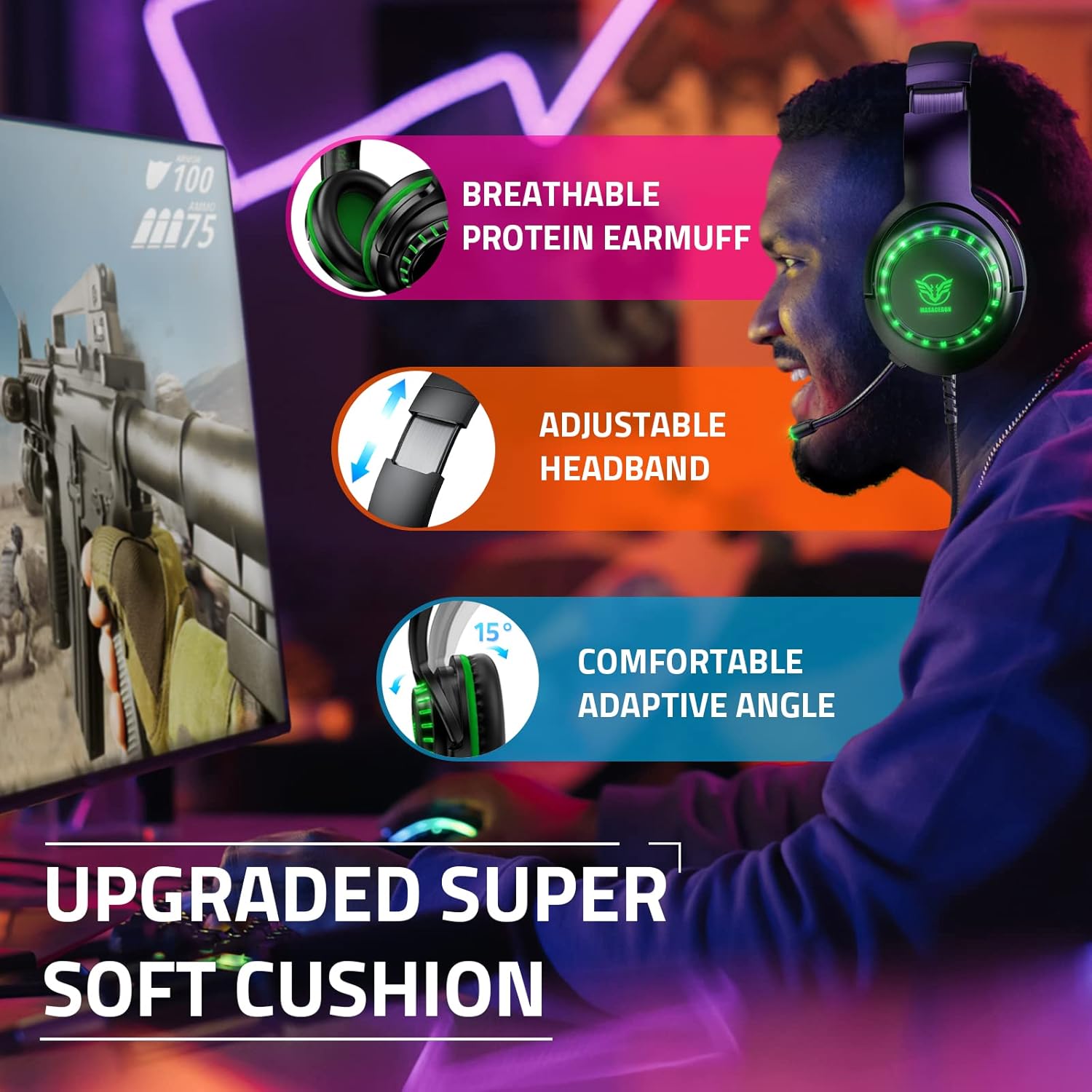 Pacrate H-11 Multi-Platform Gaming Headset with Noise Cancelling Mic