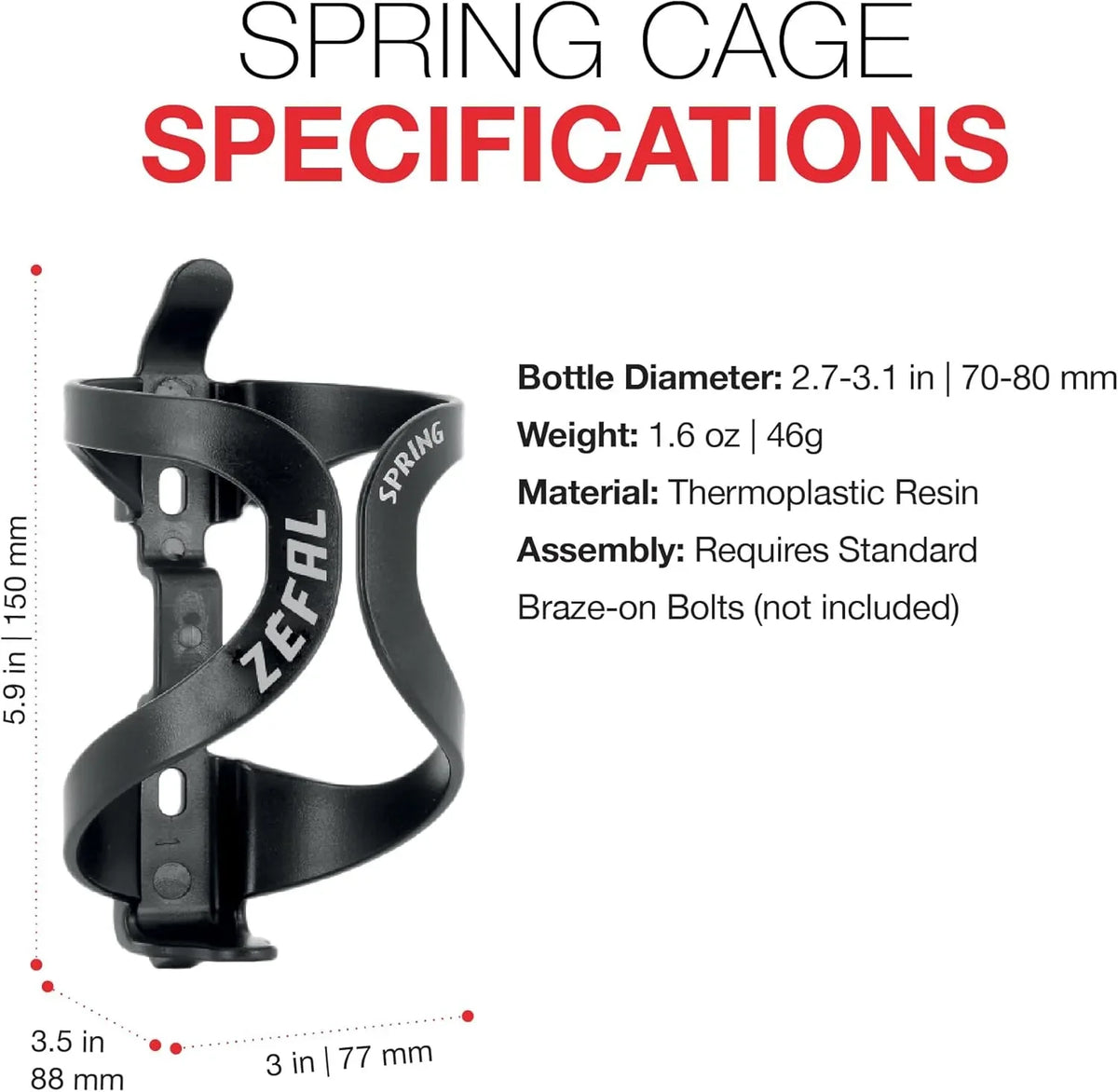 Zefal Spring Lightweight Flexible Bicycle Bottle Cage Black - Gomix Brands Outlet