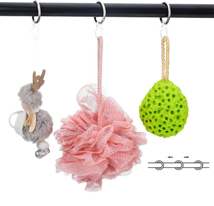 30 Piece Silver Metal Curtain Rings with Plastic Hooks