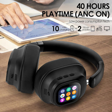 Siindoo JH-ANC930Plus Hybrid ANC Over-Ear Headphones with Touchscreen