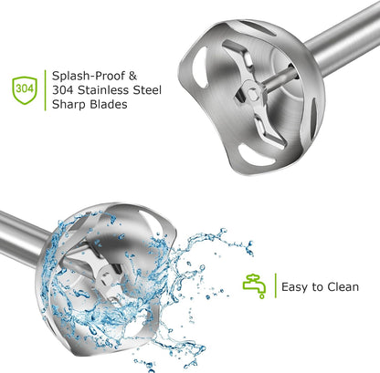 Bonsenkitchen 12-Speed Immersion Hand Blender with Stainless Steel Blade