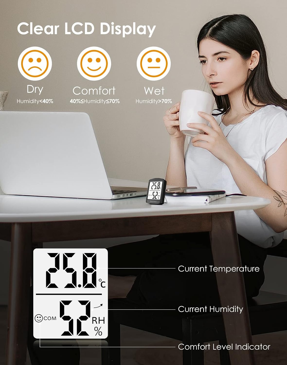 Hoyiours HP01 Digital Hygrometer Thermometer Indoor Room Monitor - 3Pack