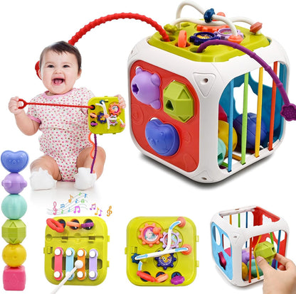 AiTuiTui 7-in-1 Montessori Activity Cube for Toddlers Learning