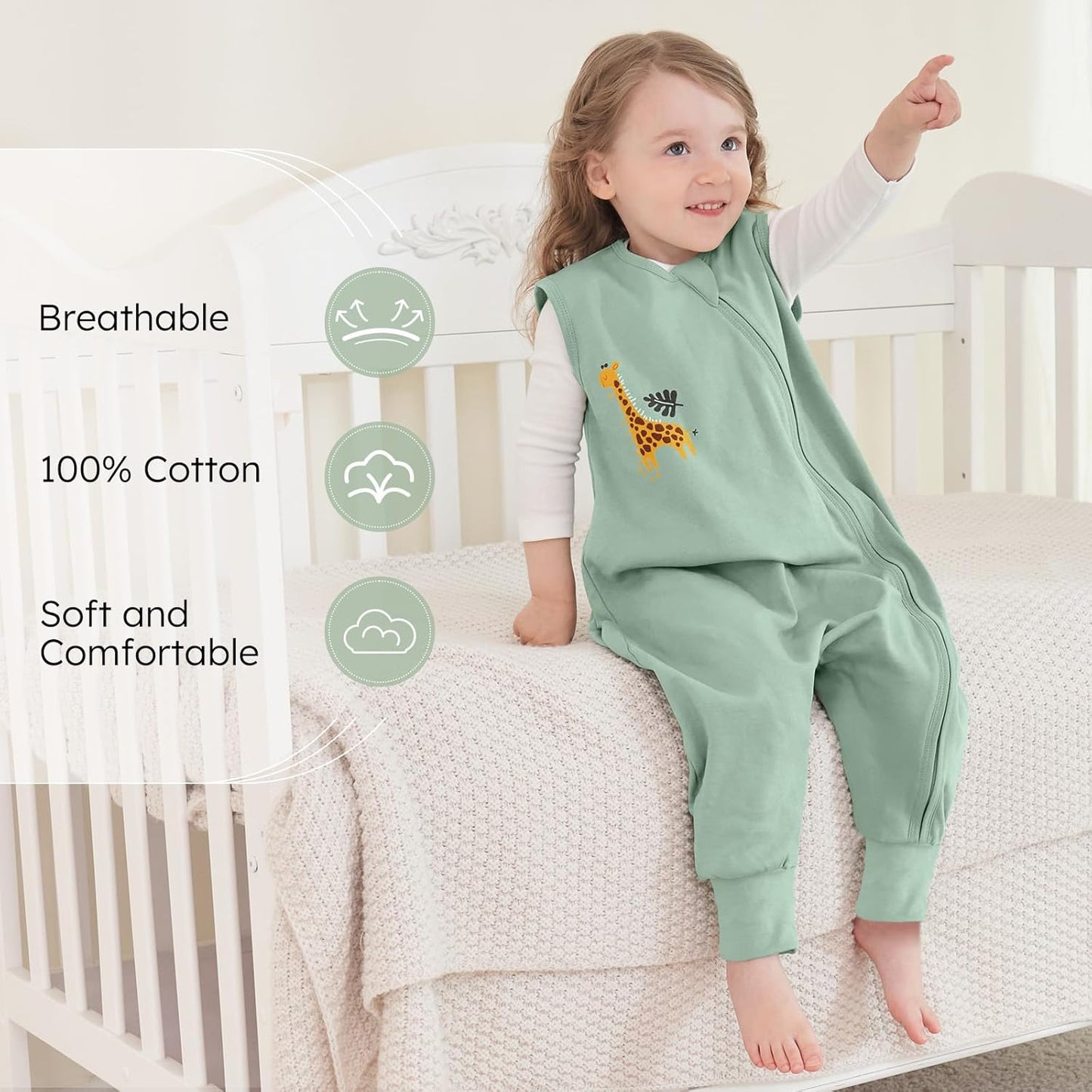 Yoofoss 2 x Baby Summer Sleeping Bags with Feet 100% Cotton