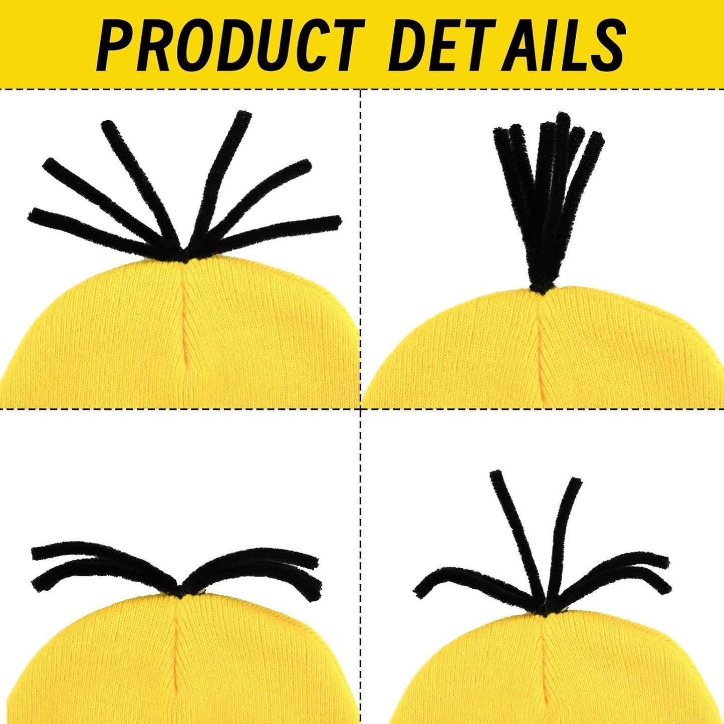 Steampunk Goggles, Yellow Beanie, Black Gloves – 3‑Piece Halloween Costume Set