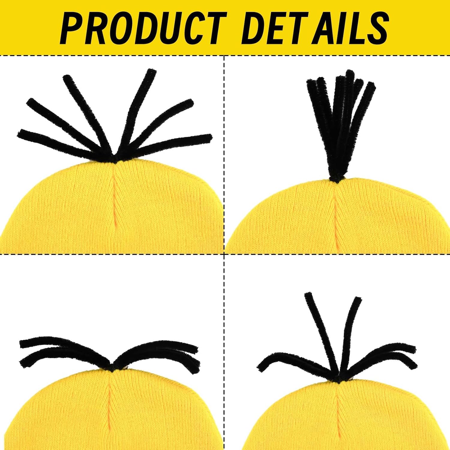 Steampunk Goggles, Yellow Beanie, Black Gloves – 3‑Piece Halloween Costume Set