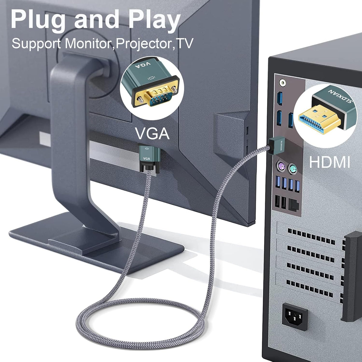HDMI to VGA Adapter Cable