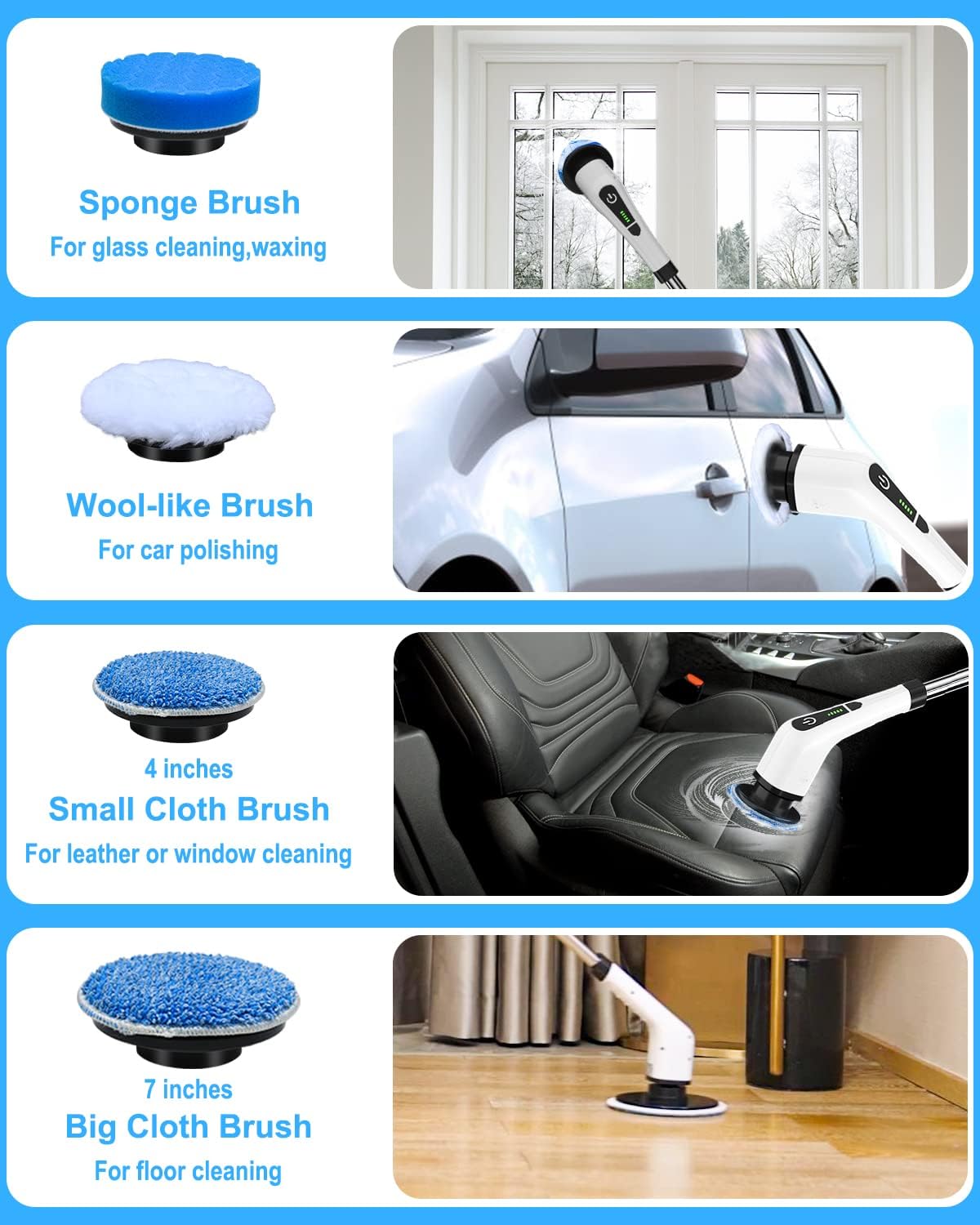Leebein Cordless Electric Spin Scrubber with 8 Brush Heads