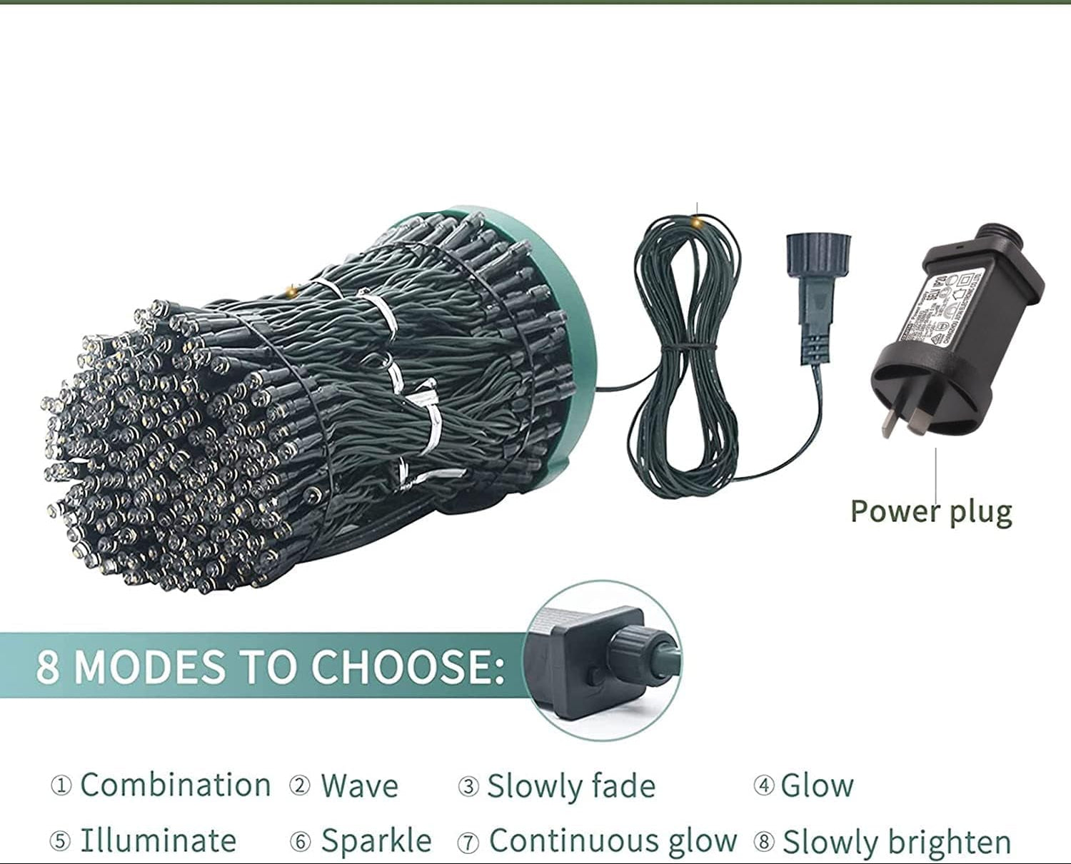 Locinoe 400 LED Christmas Tree Lights 2M x 16 Lines 8 Modes IP44 Waterproof Multicolor