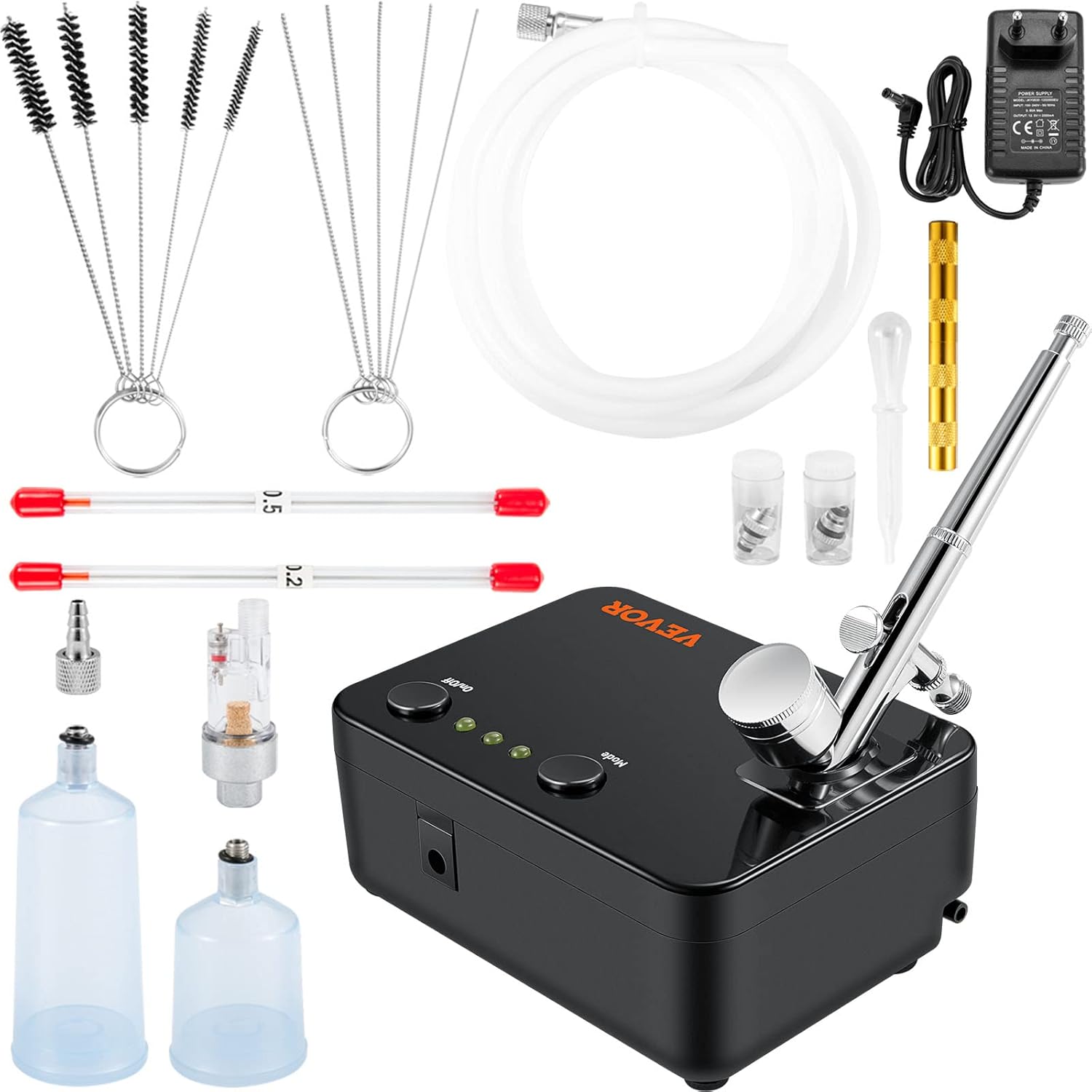 VEVOR Portable Airbrush Kit with Compressor, Dual-Action Gravity Feed, Multi-Purpose