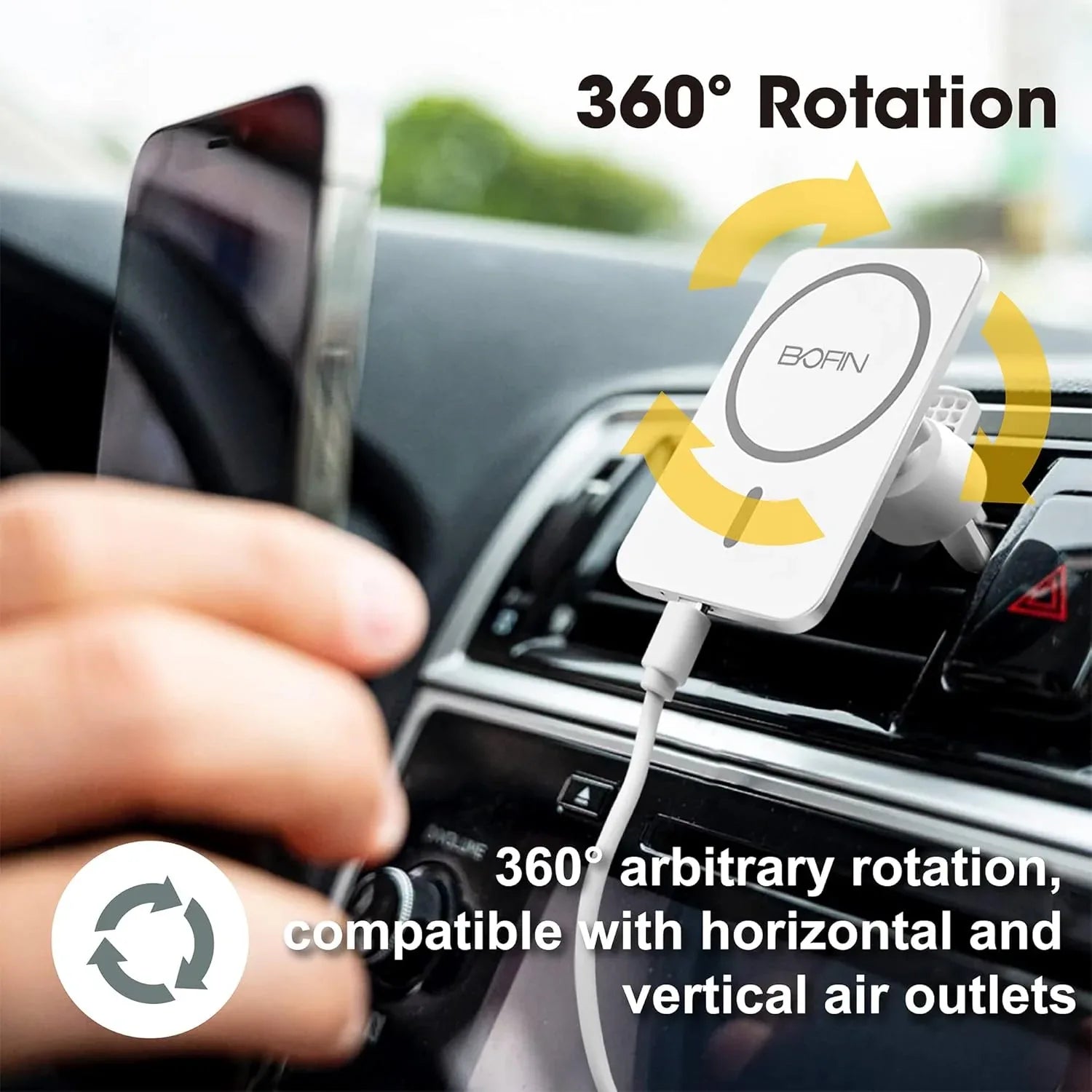 Wireless Magnetic Car Phone Mount with Fast 15W MagSafe Charging - Gomix Brands Outlet