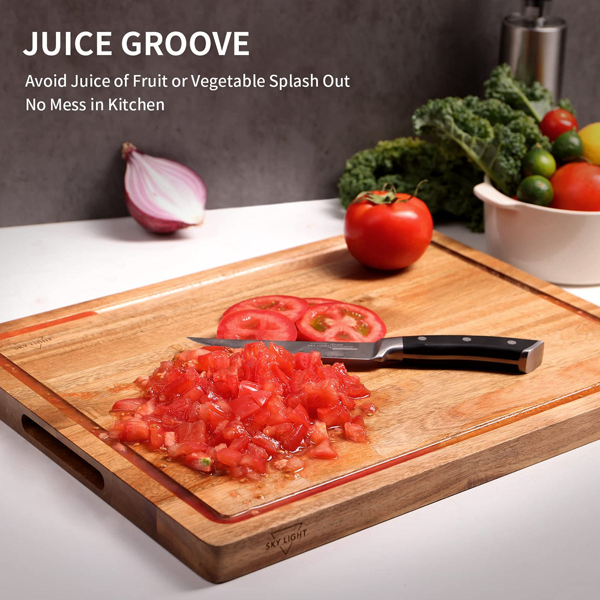 Sky Light Acacia Wood Cutting Board
