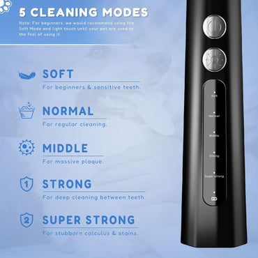 Love begans Ultrasonic Pet Teeth Cleaning Kit with 5 Modes for Dogs and Cats Black JY-C006