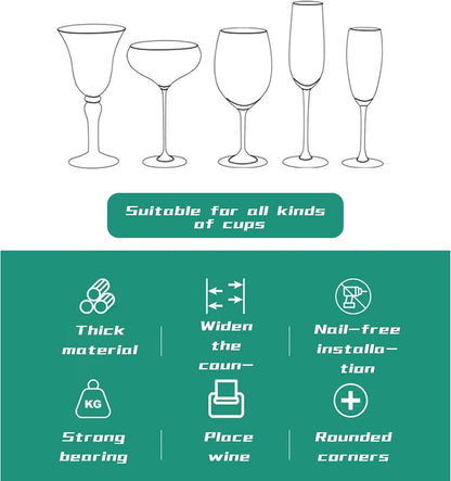 2 Pack Plastic Wine Glass Rack – Punch‑Free Under‑Cabinet (White)