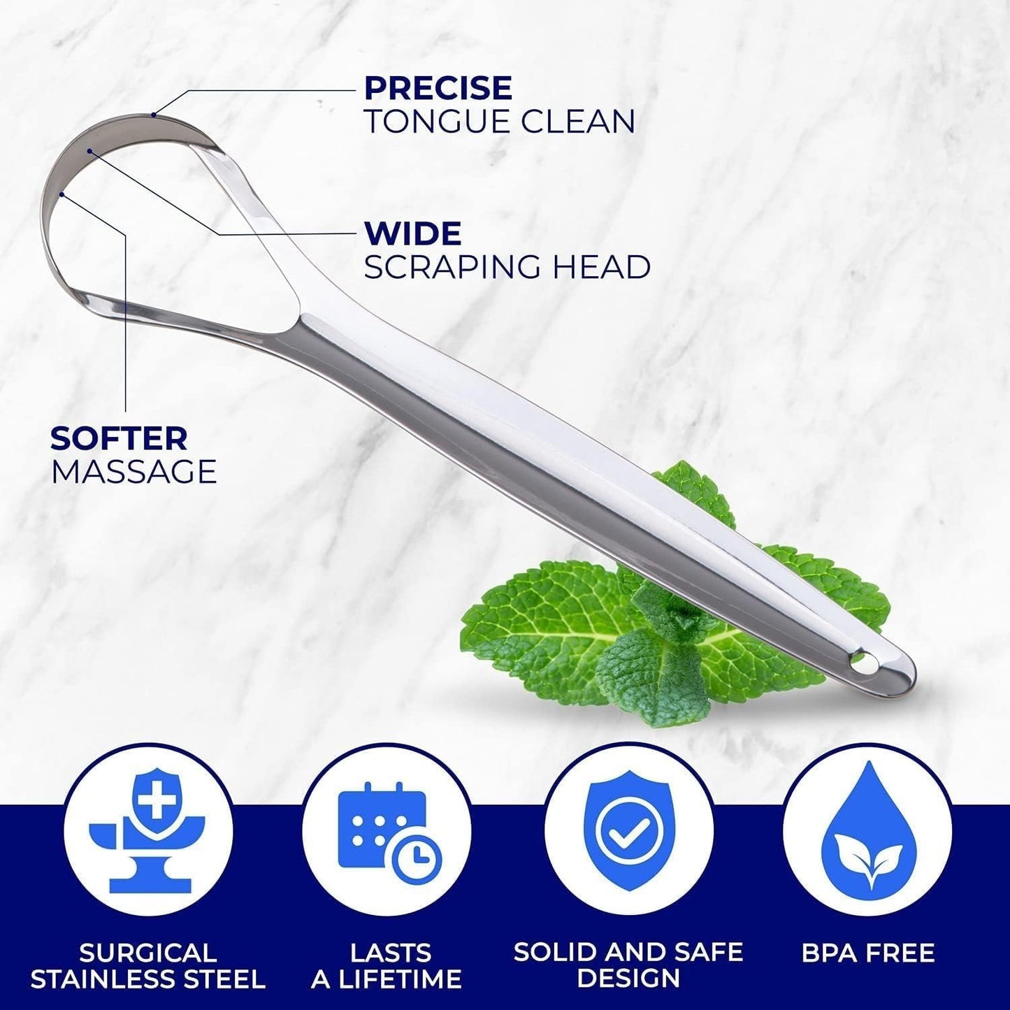 ORAVIX Stainless Steel Tongue Scraper 2-Pack for Fresh Breath